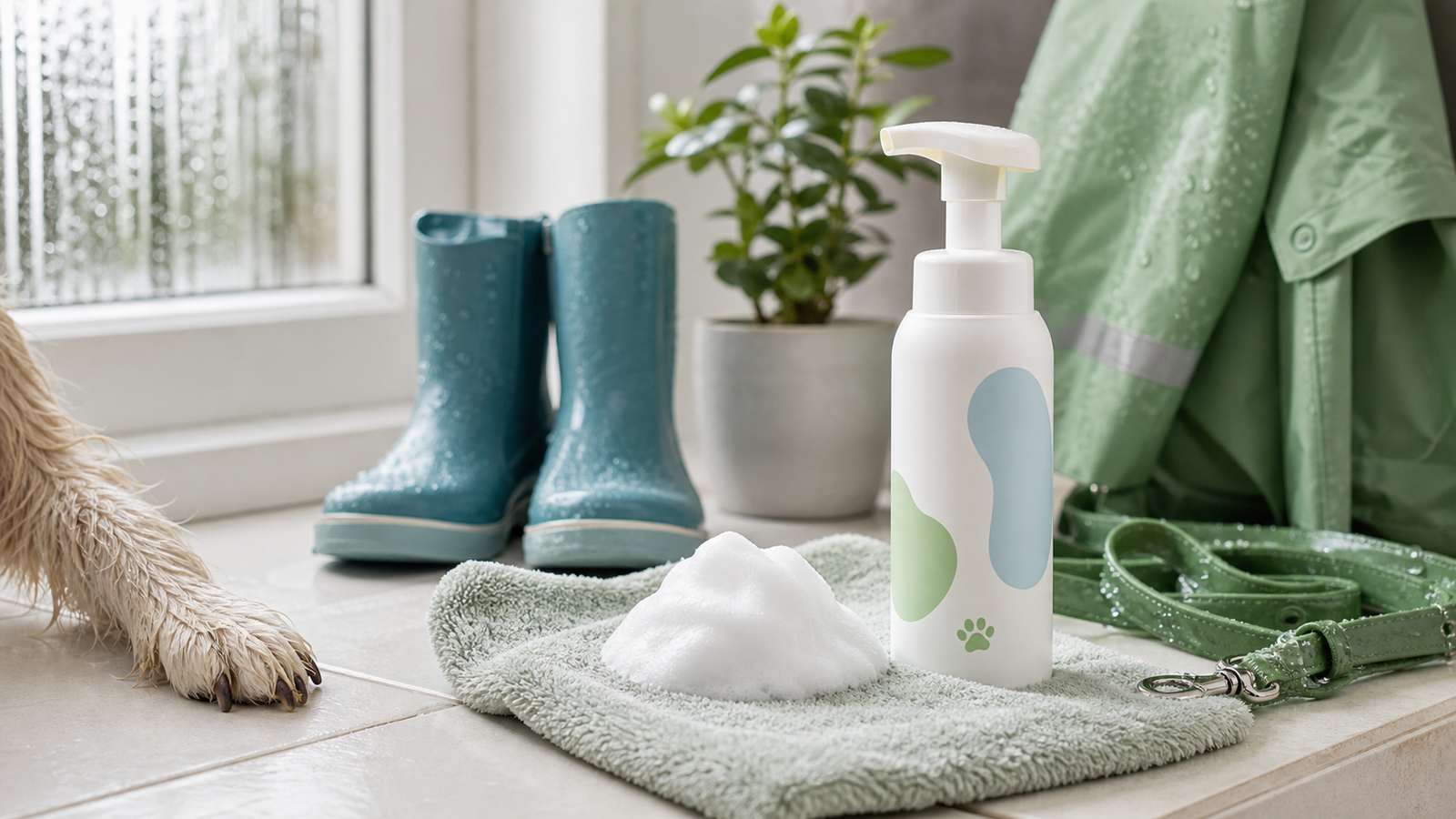 Cleansing foam after rainy walks